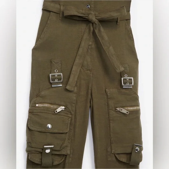 THE KOOPLES Paris linen stretch Military style cargo Jumpsuit XS - Picture 8 of 13